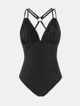 CUPSHE Women's Black One Piece Swimwear with Tummy Control