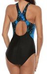 Color Block Racerback One Piece Swim Suit for Women