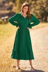 Dark Green Midi Dress with Long Sleeves