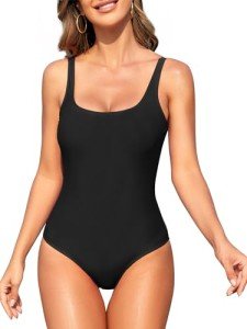 Black One Piece Tummy Control Swimsuit for Women