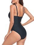 Relleciga Women's Black V-Neck Ruched Swimsuit