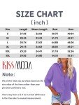 KISSMODA Womens Button Down Blouse Casual V Neck Long Sleeve Collared Shirts Business Office Plain Tops Fall Loose Blouses,Purple,Medium