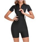 Women's Boyleg One Piece Padded Rashguard Swimsuit
