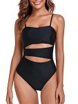 Relleciga Women's Black Cutout One-Piece Swimsuit