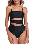Relleciga Women's Black Cutout One-Piece Swimsuit