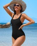 Charmo Women's Black Scalloped One-Piece Swimsuit