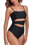 Relleciga Women's Black Cutout One-Piece Swimsuit