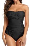 Vintage Black Strapless One-Piece Swimsuit for Women