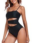 Relleciga Women's Black Cutout One-Piece Swimsuit