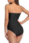 Vintage Black Strapless One-Piece Swimsuit for Women