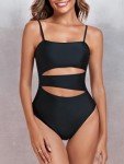 Relleciga Women's Black Cutout One-Piece Swimsuit