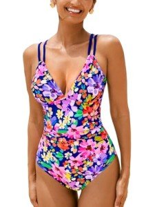 CUPSHE Women's Pink Floral One Piece Swimsuit