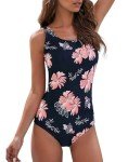 Pink Tummy Control Criss Cross One Piece Swimsuit