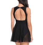 Effnny Women's V-Neck Mesh One Piece Swimdress