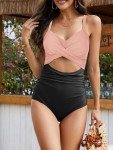 Pink One-Piece High Waisted Tummy Control Swimsuit
