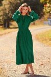 Dark Green Midi Dress with Long Sleeves