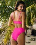 MELYUM High Waisted Women's Bikini Set - Rose Red