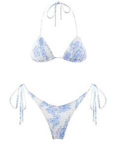 VOLAFA Women's Light Blue Triangle Bikini Set