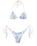 VOLAFA Women's Light Blue Triangle Bikini Set