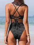 CUPSHE Women's Black High Waisted Scalloped Bikini Set