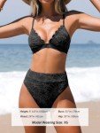 CUPSHE Women's Black High Waisted Scalloped Bikini Set