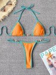 TASHEHE Women's Orange Triangle Thong Bikini Set