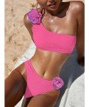 Women's One Shoulder Ribbed Bikini Set - Pink