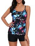 Floral Tummy Control Tankini Swimsuit for Women