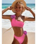 Women's One Shoulder Ribbed Bikini Set - Pink