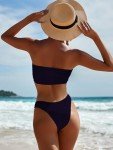 YIMISAN Women's Ribbed Two-Piece Strapless Bikini Set