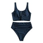 Vozobi Women's High Waisted Dark Blue Bikini Set