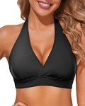 Black Push-Up Halter Bikini Top for Women