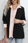 hellobaby Womens Striped Button Down Shirts Classic Long Sleeve Stylish Collared Office Work Blouses Tops (X-Large, Light Pink)