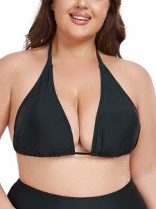 Ocean Blues Plus Size Black Triangle Bikini Top