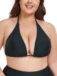 Ocean Blues Plus Size Black Triangle Bikini Top