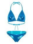 Sky Blue Metallic String Bikini Set for Women