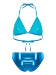 Sky Blue Metallic String Bikini Set for Women