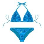 Sky Blue Metallic String Bikini Set for Women