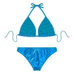 Sky Blue Metallic String Bikini Set for Women