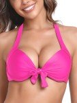 Hot Pink Push-Up Bikini Top for Women Size L