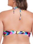 Neon Striped Plus Size Cutout Bikini Top