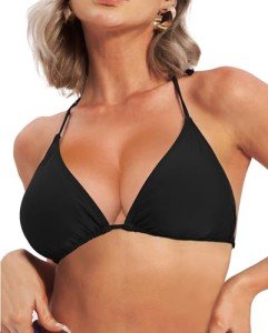Adjustable Triangle Bikini Top for Women - Black