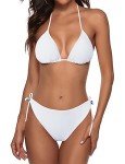 Zonsaoja Women’s White Halter String Bikini Set