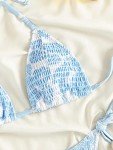MakeMeChic Women's Blue and White Bikini Set