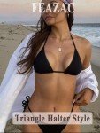 Adjustable Triangle Bikini Top for Women - Black