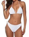 Zonsaoja Women’s White Halter String Bikini Set