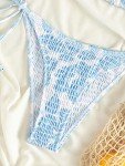 MakeMeChic Women's Blue and White Bikini Set