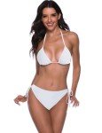 Zonsaoja Women’s White Halter String Bikini Set
