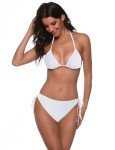 Zonsaoja Women’s White Halter String Bikini Set
