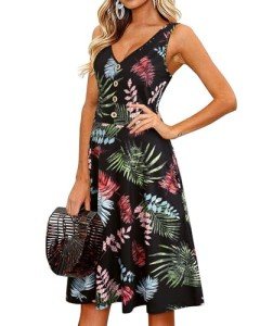 Floral V-Neck Sleeveless Midi Dress with Pockets